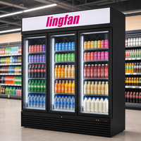 Réfrigérateur commercial pour boissons, 3 portes vitrées, réfrigérateur vertical pour cola, équipement de réfrigération à air pour supermarché
