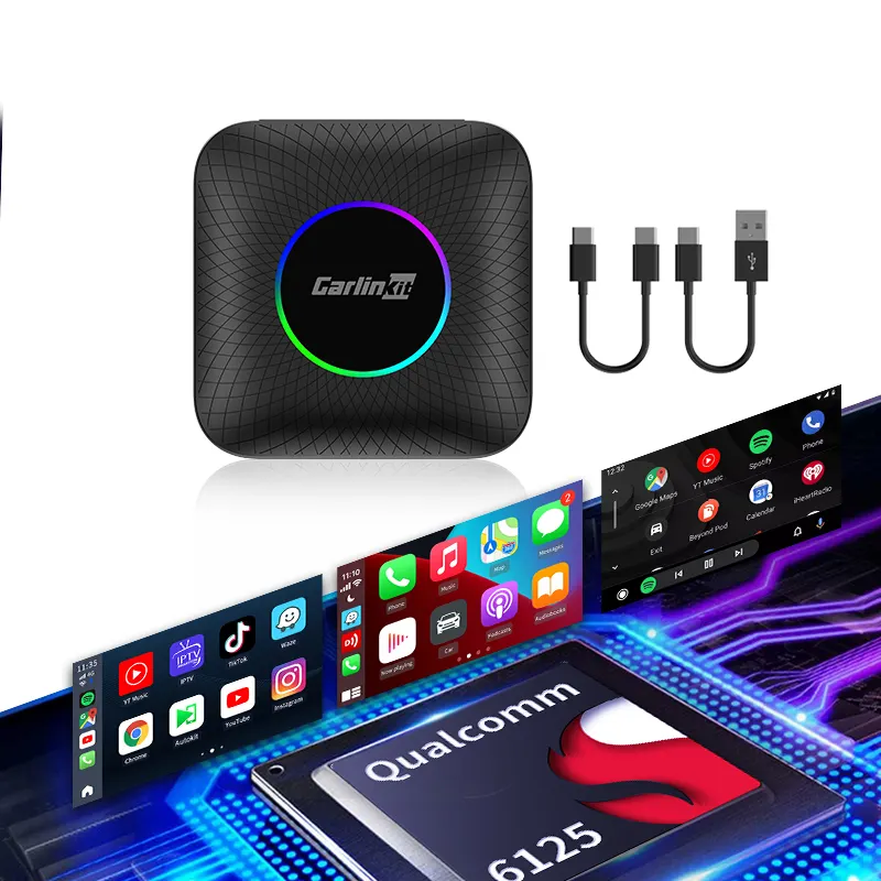 Tbox LED môi trường xung quanh ai hộp carlinkit Android 13 Auto Netflix Youtube không dây Carplay trong xe 64GB xe chơi IOS dongl