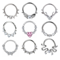 JIAXIN Anneau de nez clicker en titane de qualité implantaire ASTM F136, anneau de piercing à segment articulé, bijoux de piercing corporel raffinés
