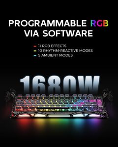 Gravastar Mercury K1 PRO không dây cơ khí chơi game Bàn phím 75% bố trí RGB tùy chỉnh bàn phím cyberpunk phiên bản - Product Image 3