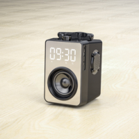 Altavoz portátil inalámbrico estéreo con control remoto, radio reloj despertador