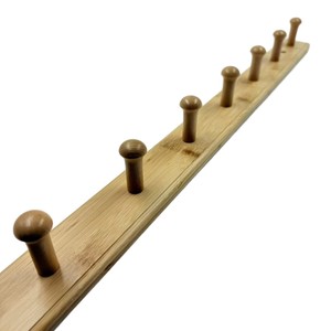 Bamboo Coat <b>Hooks</b> 8 Pegs Wall Mounted Entryway Rack Eco Friendly Solid Wood <b>Hook</b> <b>Rail</b> - Product Image 2