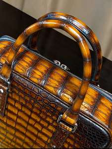 100% 수입 악어 가죽 손으로 그린 다기능 서류 가방과 남성 방수 파일 가방 숄더백 - Product Image 6