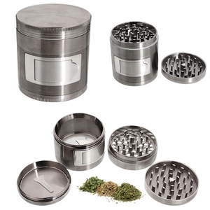 4 Lyaers 63mm Venta al por mayor Nueva llegada Flat Metal Side Opening Smoking Grinder Zinc Metal Logotipo personalizado Grinder <span class=keywords><strong>Tabaco</strong></span> - Product Image 5