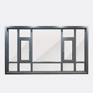 工厂批发钢化玻璃铝平开窗中国门窗批发制造商