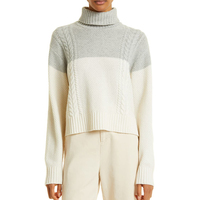 Colorblock gros pull câble tricot laine tissu cachemire laine mérinos pull à col roulé