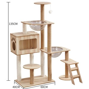Modern luxury cat climbing <b>frame</b> with classic wooden design and sisal jumping platform - Product Image 2