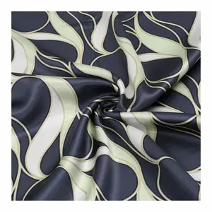U Siehe Custom Shiny Vintage Flower Polyester Satin Bedruckter Stoff Textil Rohmaterial Satin Kleid Bluse Material