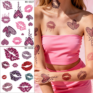Tatuajes Temporales Personalizados OEM ODM con Diseño de <span class=keywords><strong>Labios</strong></span> Rojos y Leopardo, Resistentes al Agua y al Sudor, No Tóxicos, para Fiestas - Product Image 3