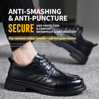 Chaussures de sécurité pour hommes, dessus en cuir pleine fleur, semelle extérieure en caoutchouc, résistantes aux chocs, anti-perforation, isolées, résistantes à l'huile