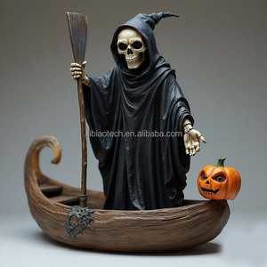 Nuevas Estatuas Realistas de Halloween de Esqueletos <span class=keywords><strong>Fantasma</strong></span> en <span class=keywords><strong>Barco</strong></span> de Calabaza, Decoraciones de Resina Creativas, Artesanías de Resina Personalizadas al por Mayor - Product Image 5