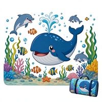 Tapis de pique-nique matelassé Ocean Whale, pliable, imperméable, pour le camping, la plage, les jeux, avec logo personnalisé, pour une utilisation en famille en plein air