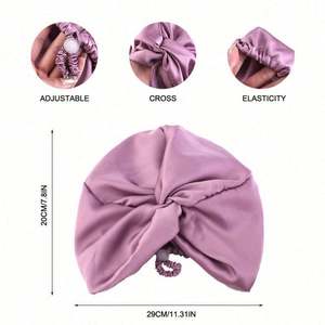 High Quality Silky Satin <b>Twist</b> Turban Ladies Outdoor Adjustable Fashion Multifunction Hair Care Headwraps - Product Image 4