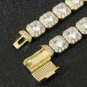 Fashion sterling silver <strong>white</strong> <strong>gold</strong> 13mm <strong>diamond</strong> tennis <strong>chain</strong> hip hop <strong>men</strong> moissanite jewelry - Product Image 6