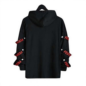 Sudadera con Capucha Oversize Negra Casual para Hombre, Estilo Techwear Hip Hop Harajuku con Parches de Personajes, Forro Polar Japonés para Otoño - Product Image 2