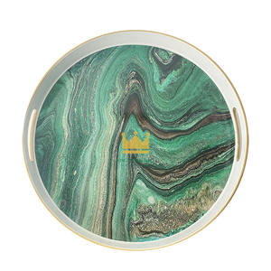 ถาดเสิร์ฟอาหารโบราณ ถาดเคลือบเงาพร้อมหูจับ ถาดเสิร์ฟดีไซน์สวยงาม ออกแบบตามสั่ง สำหรับร้านอาหาร/บ้าน - Product Image 1