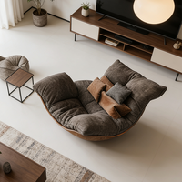 Fauteuil d'appoint ergonomique moderne pour salon, base en bois massif, tissu rembourré confortable