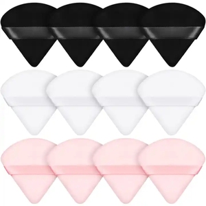 <span class=keywords><strong>Puff</strong></span> cosmético lavable suave de terciopelo flocado negro <span class=keywords><strong>gris</strong></span> rosa - Product Image 3