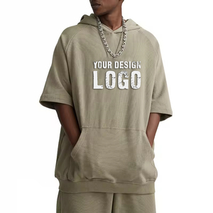 Sweat-shirts pour hommes à manches courtes, épaules tombantes, surdimensionnés, logo personnalisé, décontractés, sport, manches courtes, sweat-shirts pour hommes - Product Image 5