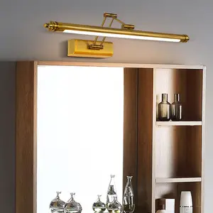 Lámpara de dormitorio sencilla y moderna, 3 colores, decoración de pared, luz LED de acero inoxidable, lámpara de espejo de baño plegable