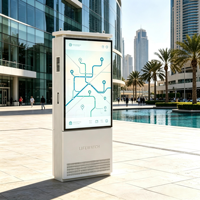 Kiosque numérique LCD extérieur ultra-mince à double face de 55 pouces, IP66, support au sol, étanche, Android, Windows OS pour la vente au détail