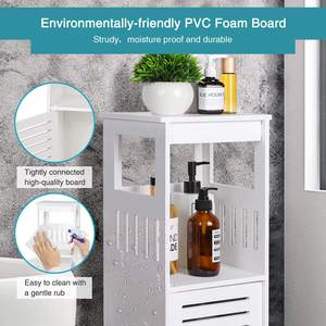 Mobiletto Salvaspazio per Bagno, Armadietto da Terra Stretto con Porta e Ripiani, Portarotolo Integrato - Product Image 5