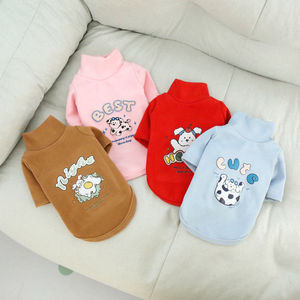 เสื้อกันหนาวคอสูงสำหรับสัตว์เลี้ยง ลายการ์ตูนน่ารัก เหมาะสำหรับสุนัขและแมว สวมใส่ในฤดูใบไม้ร่วงและฤดูหนาว - Product Image 1