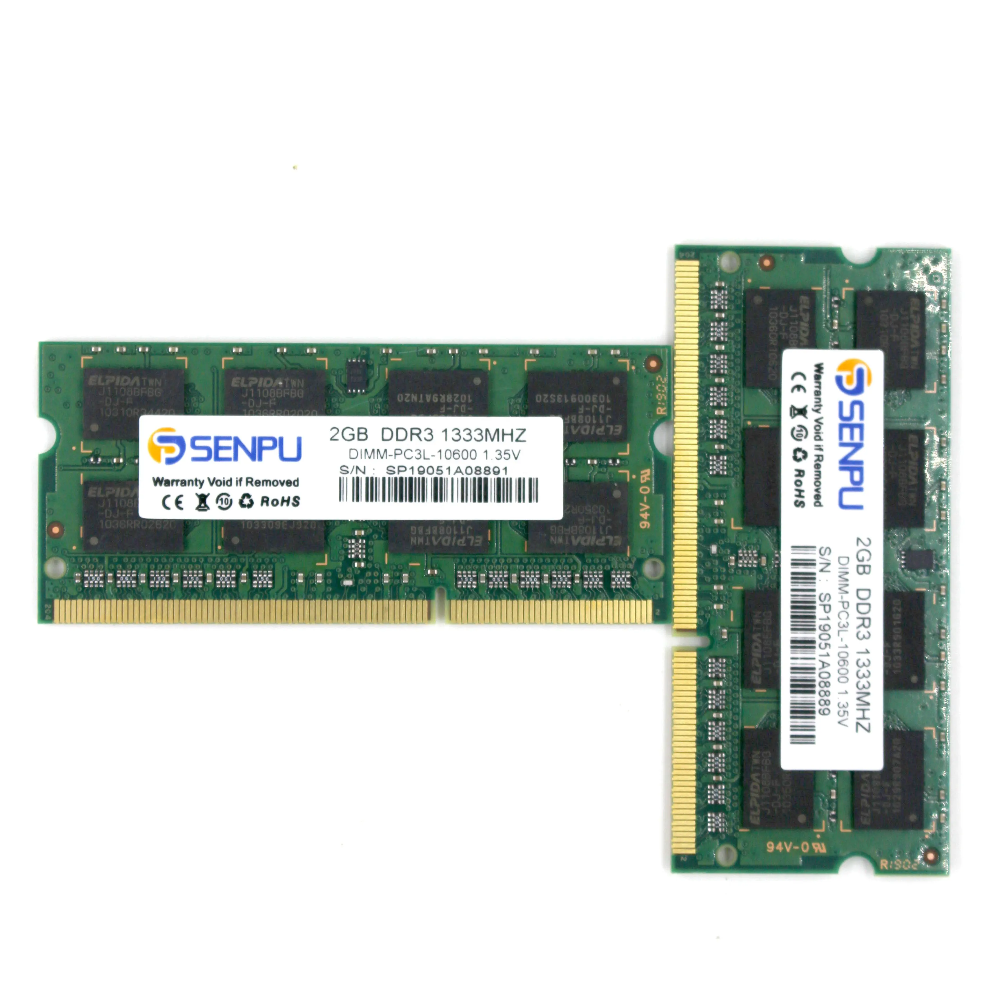 1-5 usd venta DDR3 2GB 1333MHZ portátil ram