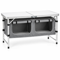 Table de camping pliante en aluminium avec pieds réglables, portable pour pique-nique en plein air, barbecue, voyage, jardin, cour, plage