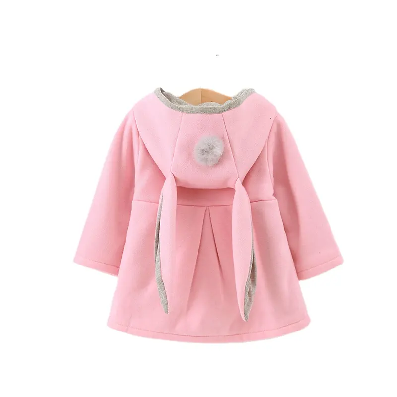 hot sale toddler girl long hooded jacket coat design with rabbit ears baby kids girls autumn winter coats outwears and jackets