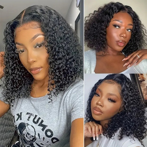 Cheveux vierges vietnamiens bruts en gros, vague d'eau bouclée, perruques en dentelle HD 13x4, perruques en cheveux humains, coupe <span class=keywords><strong>pixie</strong></span>, perruque courte pour femmes noires - Product Image 3