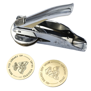 Custom Portable Stainless Steel Seal Embosser Notary &amp; Library <strong>Book</strong> Logo Embossing <strong>Stamp</strong> for Office Use - Product Image 1
