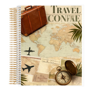Agenda da Viaggio Personalizzata di Alta Qualità con Copertina Rigida, Rilegatura a Spirale, Quaderno Settimanale per Itinerari Personali, Affari e Turismo - Product Image 1