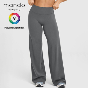 <span class=keywords><strong>Pantalones</strong></span> de yoga de cintura alta elásticos <span class=keywords><strong>para</strong></span> <span class=keywords><strong>mujer</strong></span>, de poliéster, de pierna ancha, efecto levantacola, holgados, de pierna recta, <span class=keywords><strong>para</strong></span> gimnasio - Product Image 3