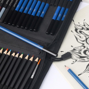 ชุดดินสอวาดเขียนระดับมืออาชีพ OEM Art 48 ชิ้น พร้อมกระเป๋าไนลอน สำหรับร่างภาพและวาดภาพ พร้อมอุปกรณ์วาดเขียน - Product Image 4