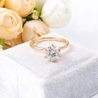 Bijoux fins bagues bagues de fiançailles moissanite brute pour femmes diamant 14k 18k bague solitaire en or jaune
