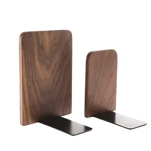 Sujetalibros de madera moderno decoración del hogar extremos de libro de madera de nogal soporte de libro de madera