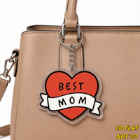 Porte-clés en forme de cœur style tatouage « Meilleure maman », cœur rouge avec bannière blanche, parfait pour les mamans, les épouses et les grand-mères