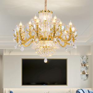 Lámpara de araña de cristal de lujo estilo europeo, con múltiples cabezales, luz LED E27, para sala de estar, comedor, villa, recibidor - Product Image 5