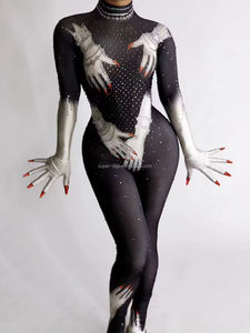 Traje de escenario de tela para escenario de Halloween, <span class=keywords><strong>mono</strong></span> de <span class=keywords><strong>lentejuelas</strong></span>, Ropa de baile, leotardo de bailarina, <span class=keywords><strong>Mono</strong></span> de Club para mujer - Product Image 5