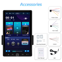 Podofo 10.4 pouces 1 Din voiture lecteur MP5 sans fil CarPlay Android Auto rotation IPS écran vertical USB/AUX/TF SWC MIC Autoradio OEM