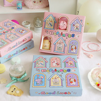 Boîte cadeau surprise en papier rose et bleue à thème dessin animé pour enfants