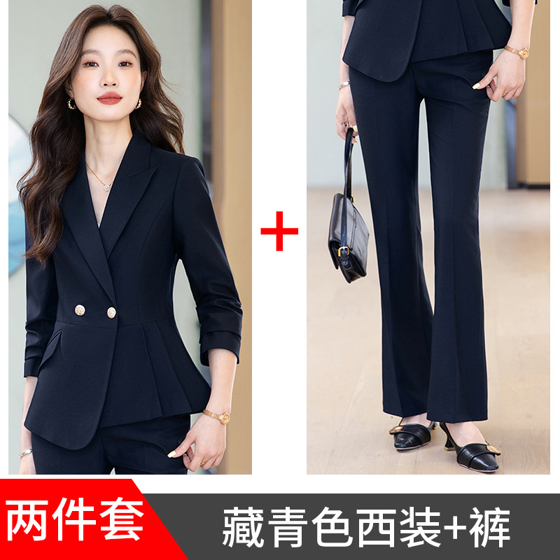 Navy blue suit trousers