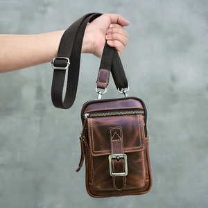 Borsa da Cintura Vintage in Vera Pelle Contact's per <span class=keywords><strong>Uomo</strong></span>, <span class=keywords><strong>Marsupio</strong></span> Multi-Tasca per Cellulare da 6.7" e Passaporto, con <span class=keywords><strong>Tracolla</strong></span> Staccabile - Product Image 5