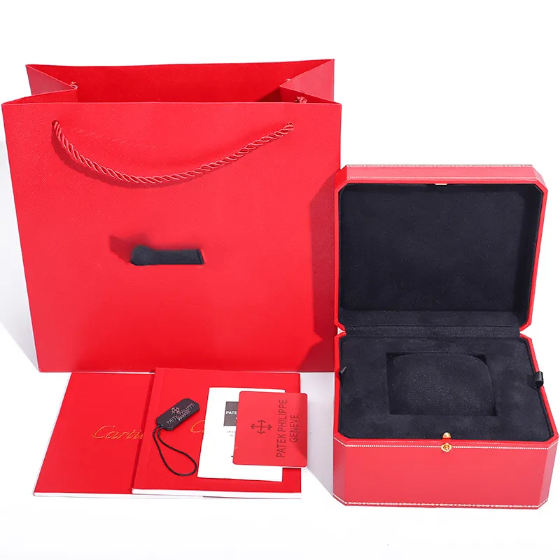 Großhandel benutzerdefiniert elegant gestaltete uhren-boxen Luxus-geschenkbox enthält tote-tasche klapp-leder rot marke Cartiers-Uhren-box