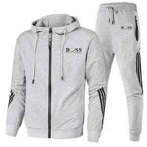 Custom logo men's sport sets training jogging wear Men's Full Zipper hoodie tracksuit dye sublimation gym fitness sets