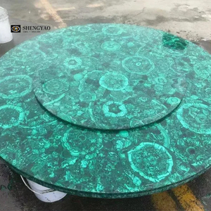 Hình chữ nhật/Vòng biệt thự sang trọng Đồ nội thất màu xanh lá cây Malachite bàn ăn - Product Image 6