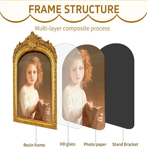 Vàng cong trang trí công phu cổ điển hình ảnh khung, duyên dáng Baroque nhựa chân dung khung ảnh, phong cách Châu Âu - Product Image 3