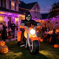Décoration gonflable d'Halloween : Moto du Grim Reaper lumineuse, décoration gonflable personnalisée pour l'extérieur