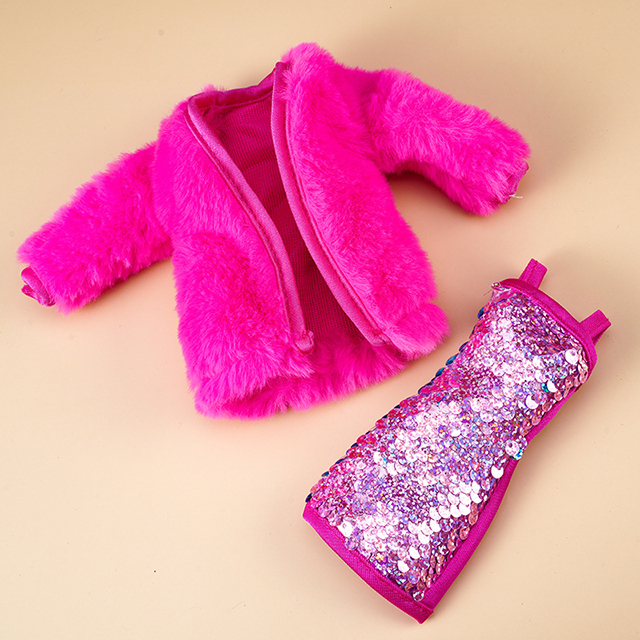 Deep Pink Coat + Skirt (2-Piece Set)